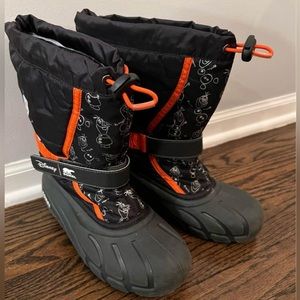 SOREL & DISNEY Frozen 2 Olaf Waterproof Black Snow Boots Big Boy Size 6
